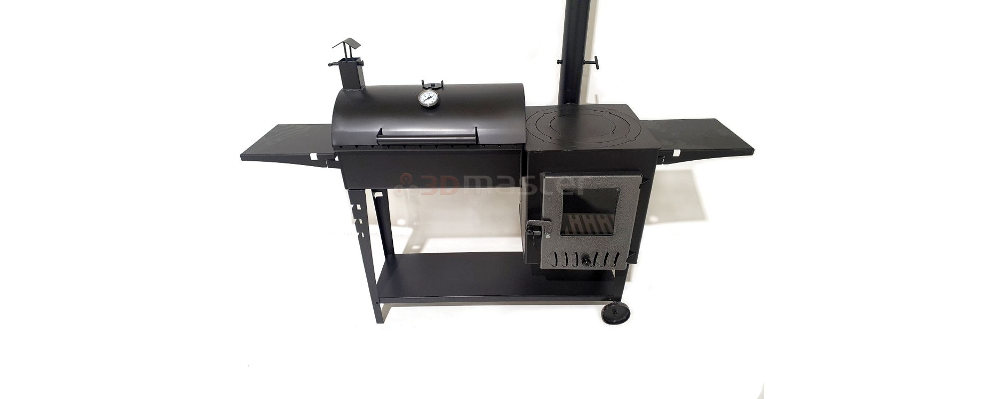 Купить печь с мангалом и коптильней (квадратная)-3DMaster