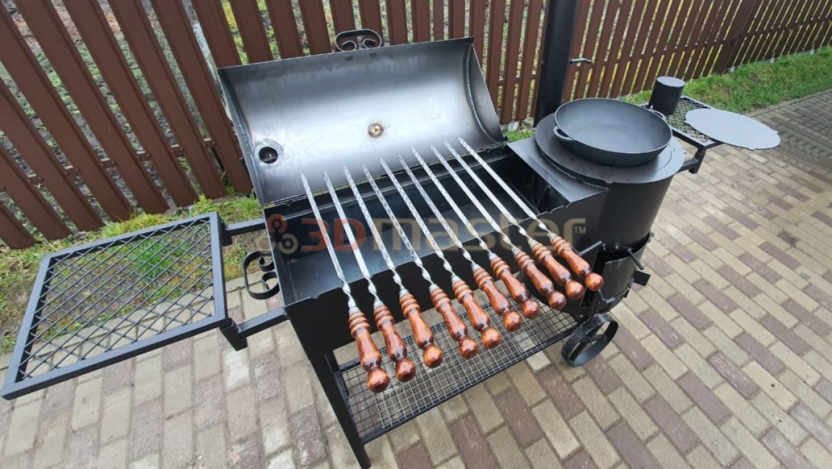 Nopirkt krāsni ar mangalu un kūpinātavu (kazans 12l)-3DMaster