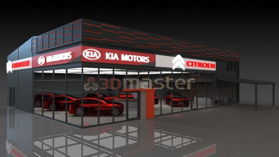Autosalona apgaismojuma projekts-3DMaster