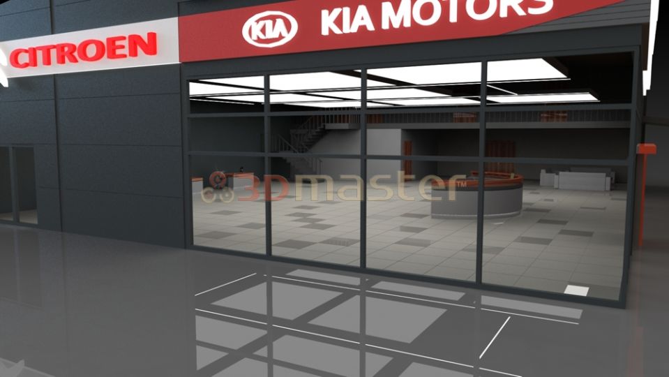 Autosalona apgaismojuma projekts-3DMaster