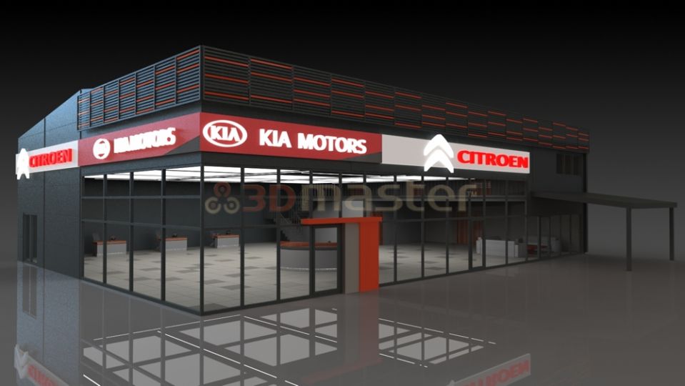Autosalona apgaismojuma projekts-3DMaster