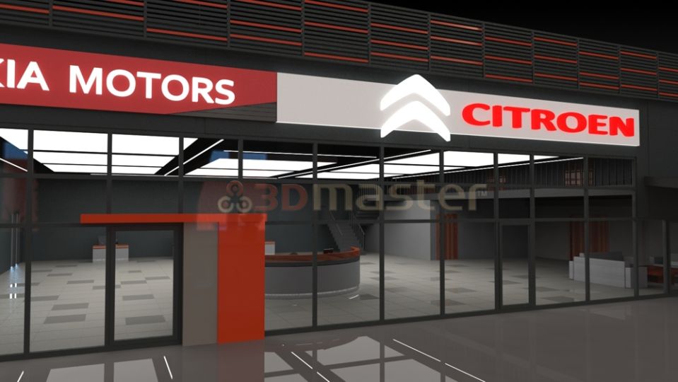 Autosalona apgaismojuma projekts-3DMaster