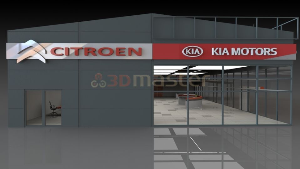 Autosalona apgaismojuma projekts-3DMaster